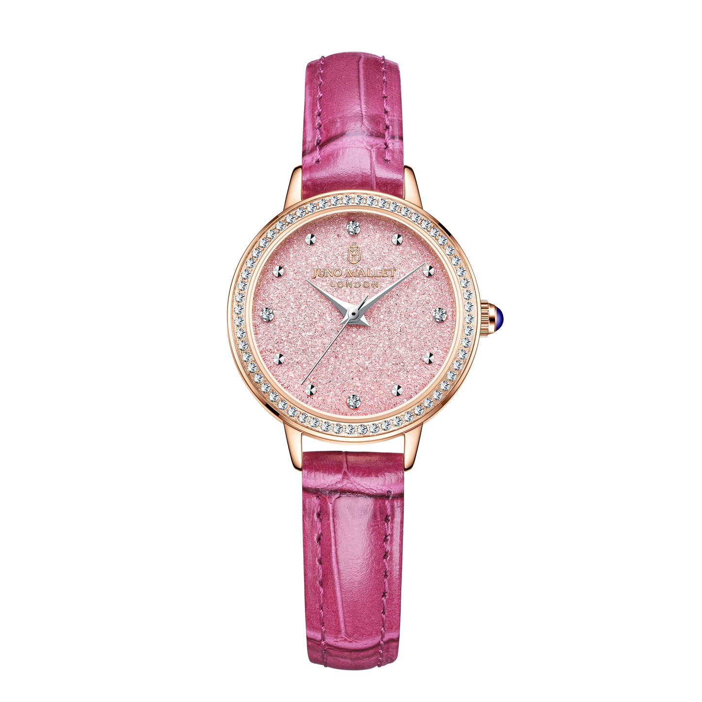 <transcy>甜蜜粉色閃耀腕錶 / 十二鑽鑲嵌 / 30毫米 / 玫瑰金 / 搭配第2個錶盤</transcy>