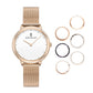 STUDIO VIT Women 36mm Gold Tone Minimalist Bracelet Watch with Changeable Bezels