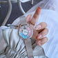 Crystal Lively Locket Watch | Silver Minimalist Watch with DIY Charms | Floating Stars