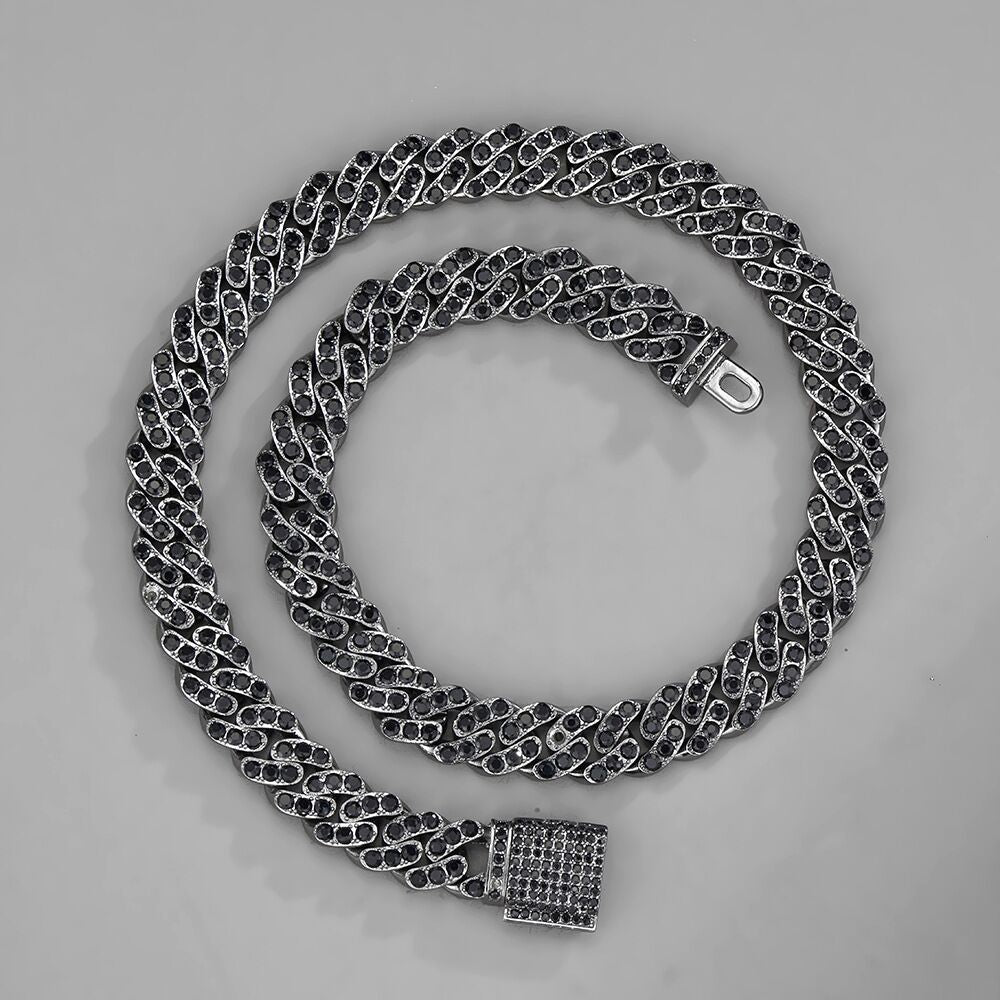 HIP ICE · BLACK CRYSTAL NECKLACE TENNIS CHAIN